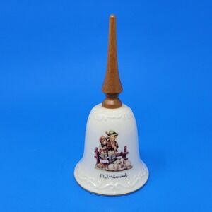 M.I. Hummel Goebel Eventide Porcelain Bell with Wood Handle 6 Inch Vintage